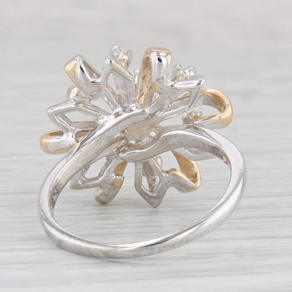 Women's 0.30ctw Diamond Flower Cluster Ring 14k Yellow White Gold Size 7 Cocktail For Sale