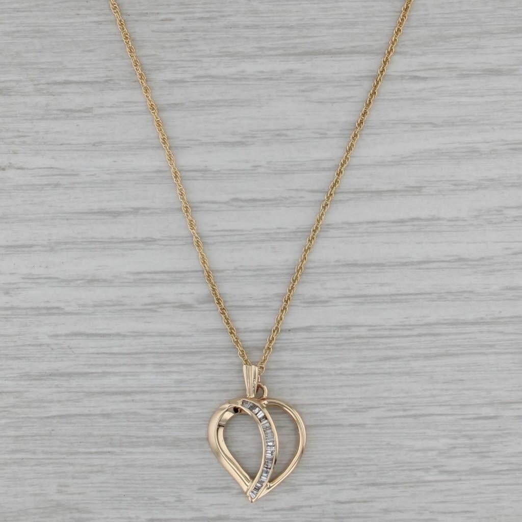 Collier pendentif coeur en or jaune 14k avec diamant 0.30ctw 20.25