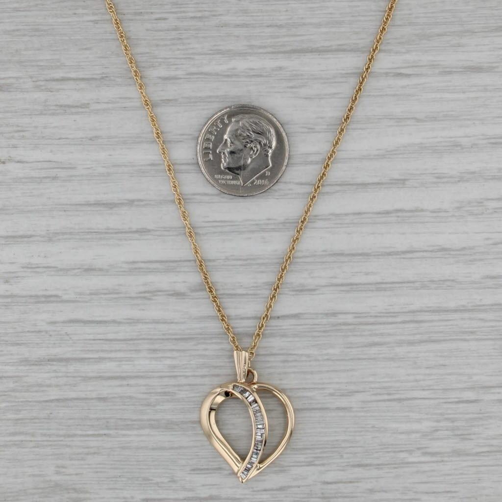 Collier pendentif coeur en or jaune 14k avec diamant 0.30ctw 20.25