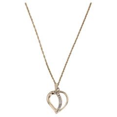 0.30ctw Diamond Heart Pendant Necklace 14k Yellow Gold 20.25" Rope Chain