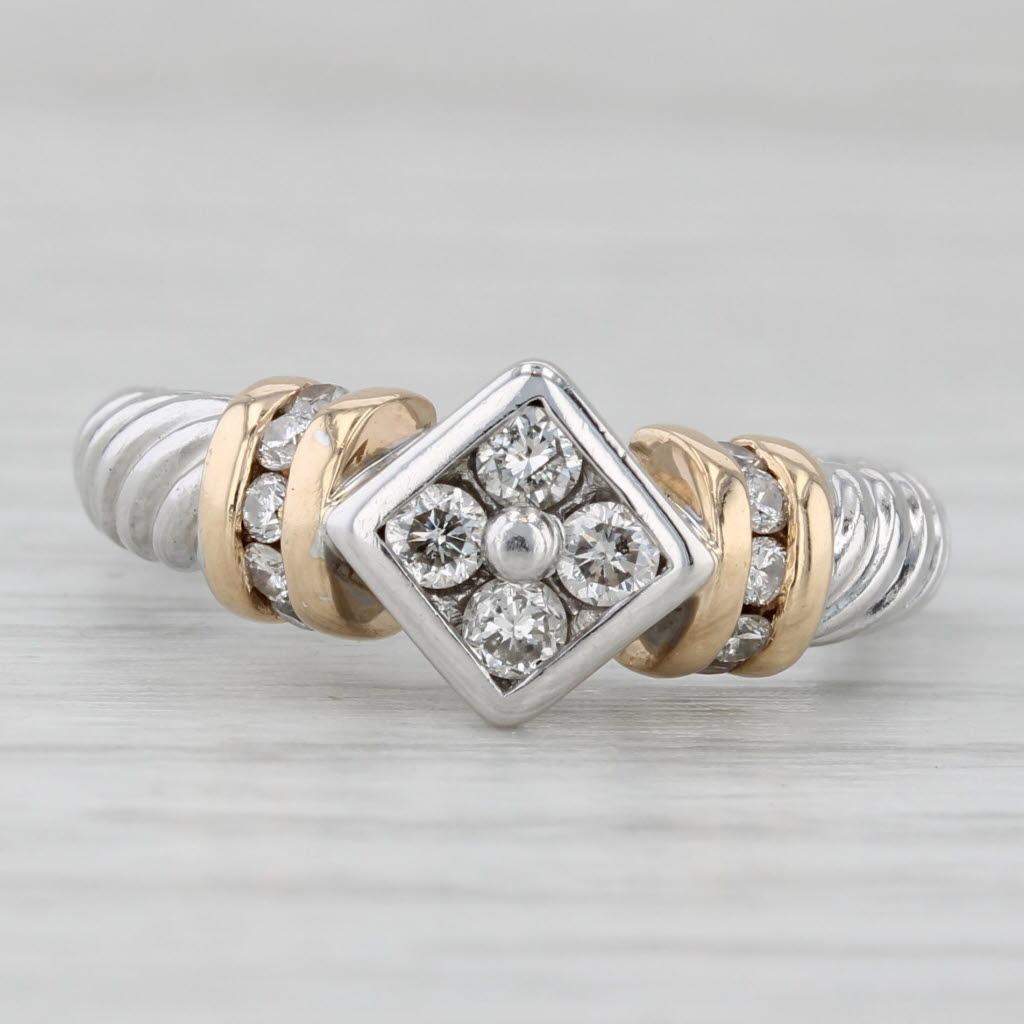 Round Cut 0.30ctw Diamond Ring 14k White Yellow Gold Size 5.5 Engagement For Sale