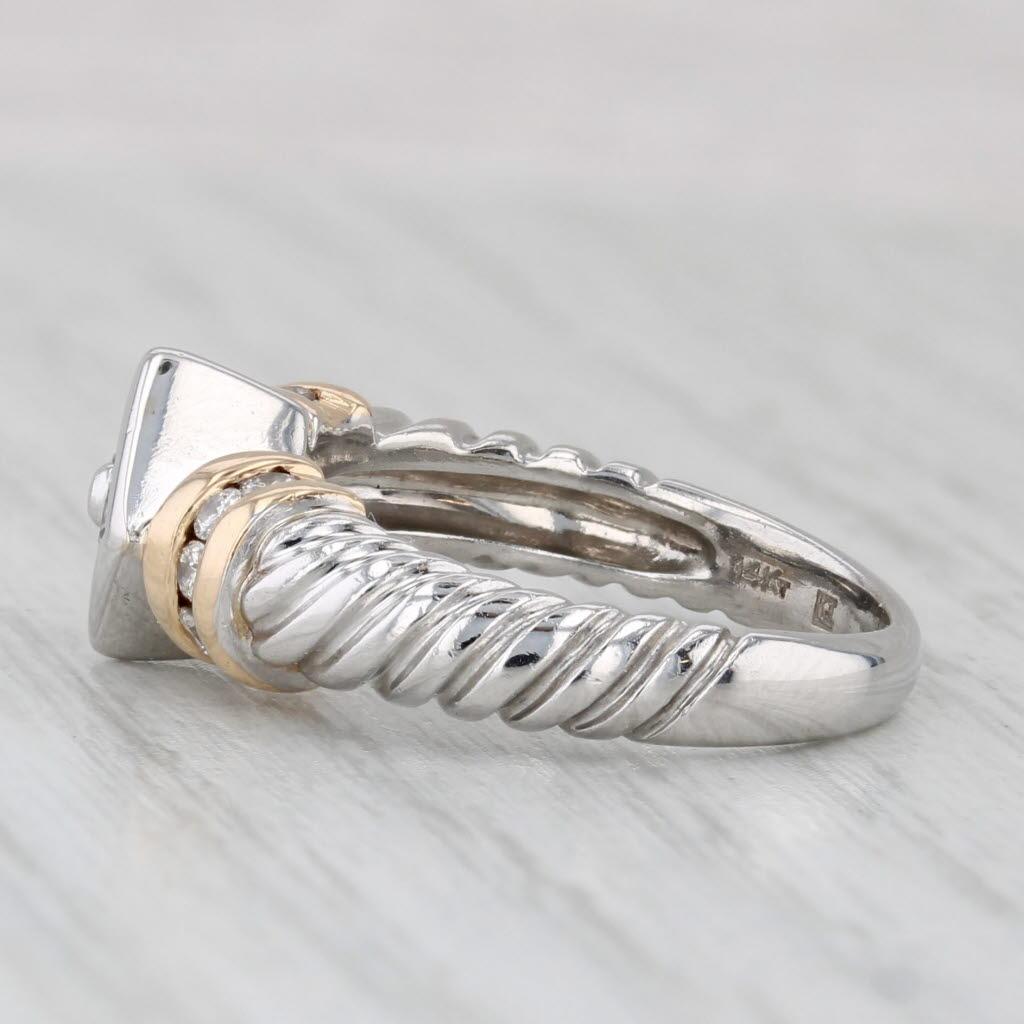 0.30ctw Diamond Ring 14k White Yellow Gold Size 5.5 Engagement In Good Condition For Sale In McLeansville, NC