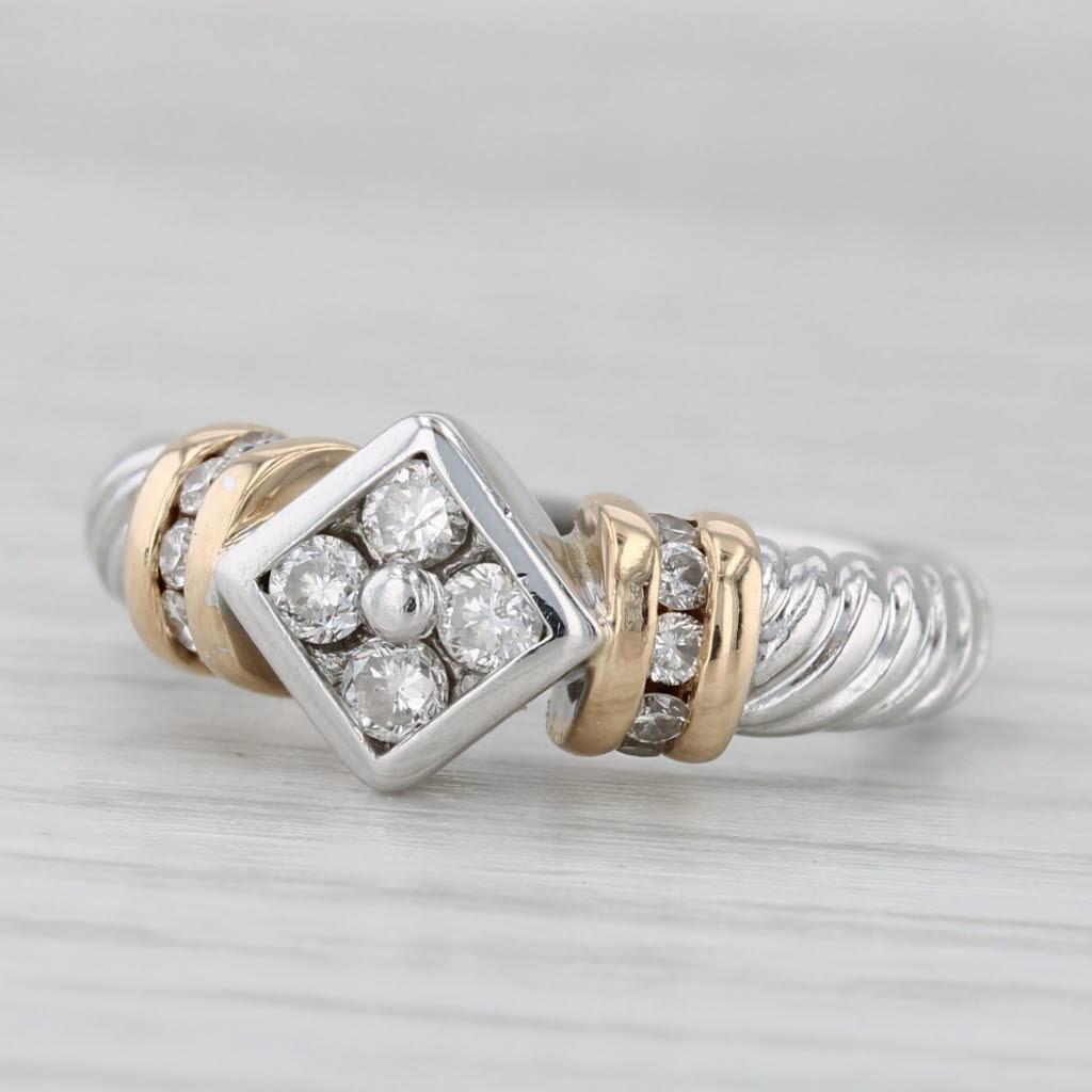 Women's or Men's 0.30ctw Diamond Ring 14k White Yellow Gold Size 5.5 Engagement For Sale