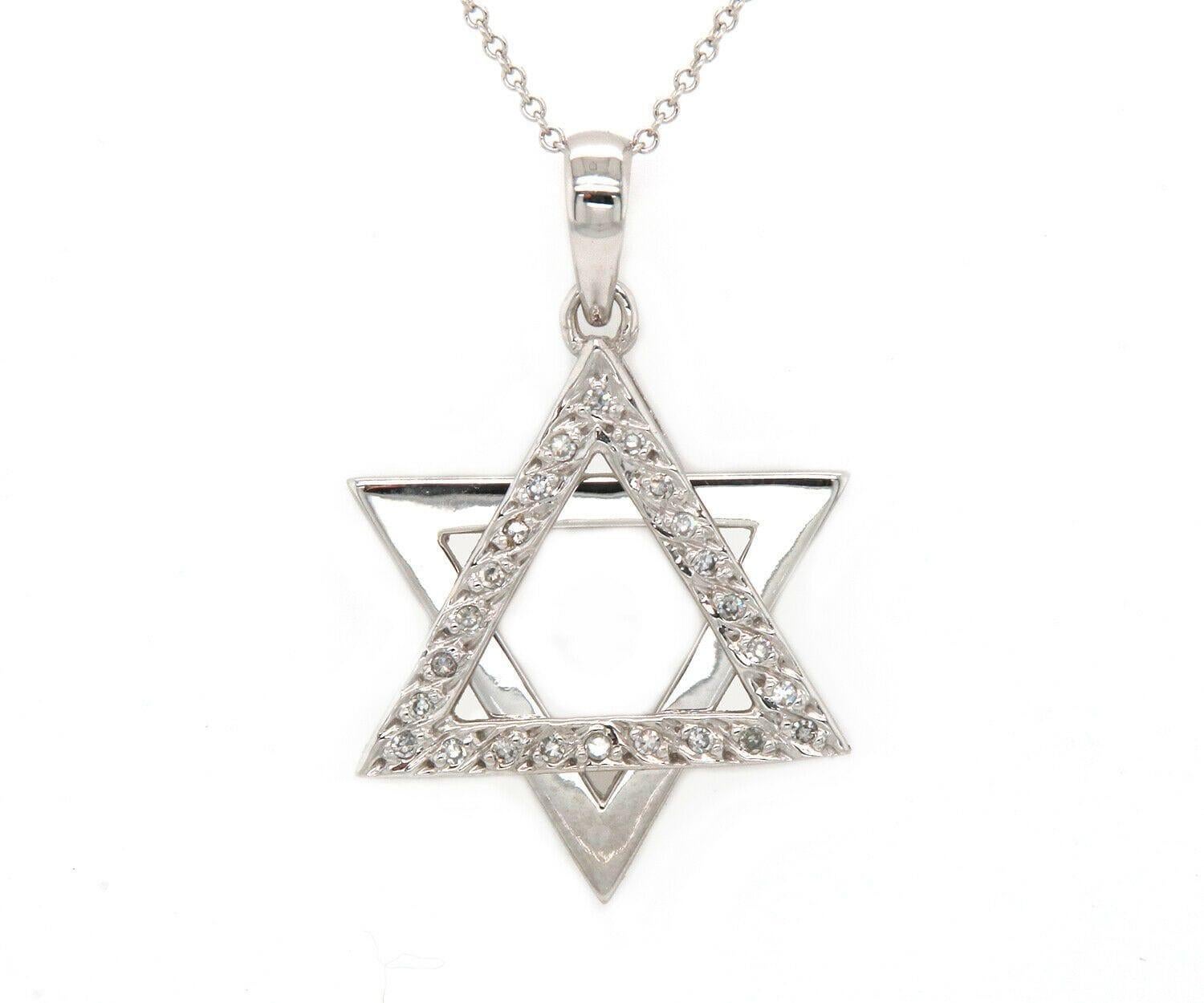 0.30ctw Diamond Star of David Pendant Necklace in 18K

Diamond Star of David Pendant Necklace
18K White Gold
Diamonds Carat Weight: Approx. 0.30ctw
Pendant Dimensions: Approx. 21.0 X 24.0 MM
Necklace Length: Approx. 18.0 Inches
Weight: Approx. 4.40