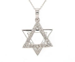 0.30ctw Diamond Star of David Pendant Necklace in 18K White Gold