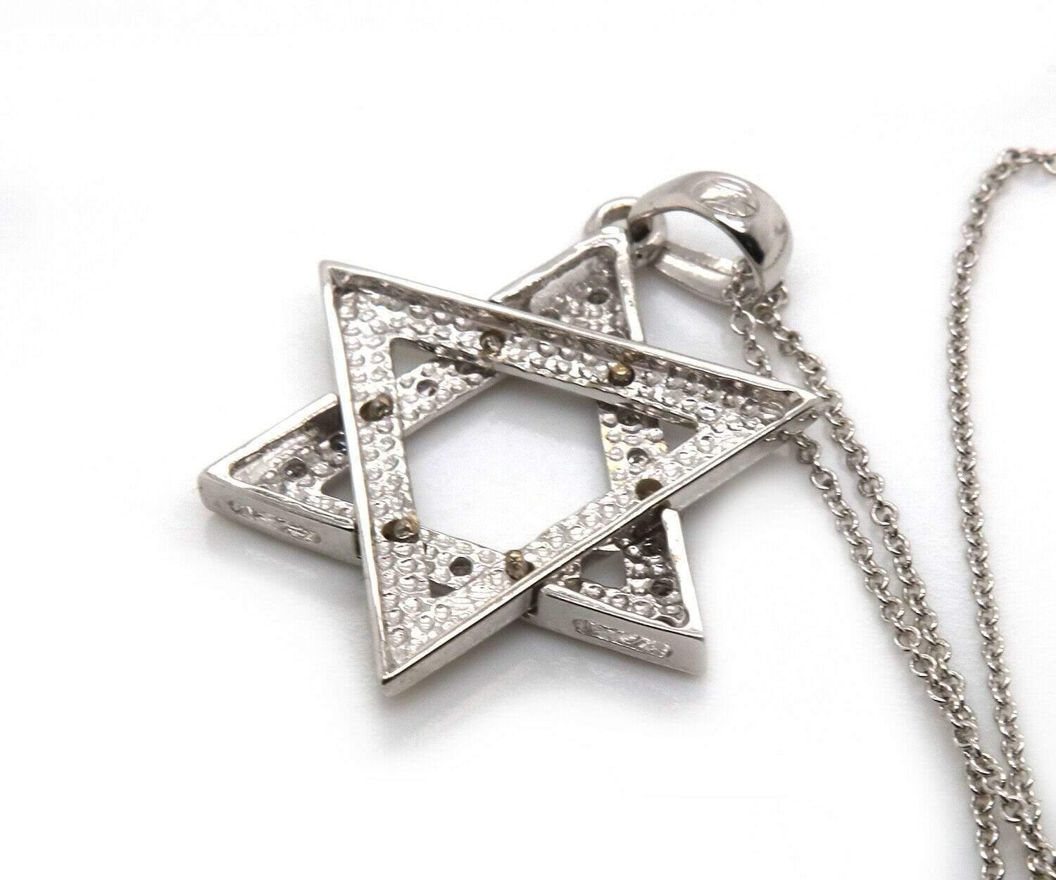 0,30 Karat Diamant-Halskette mit Davidstern-Anhänger aus 18 Karat Weißgold (Rundschliff) im Angebot