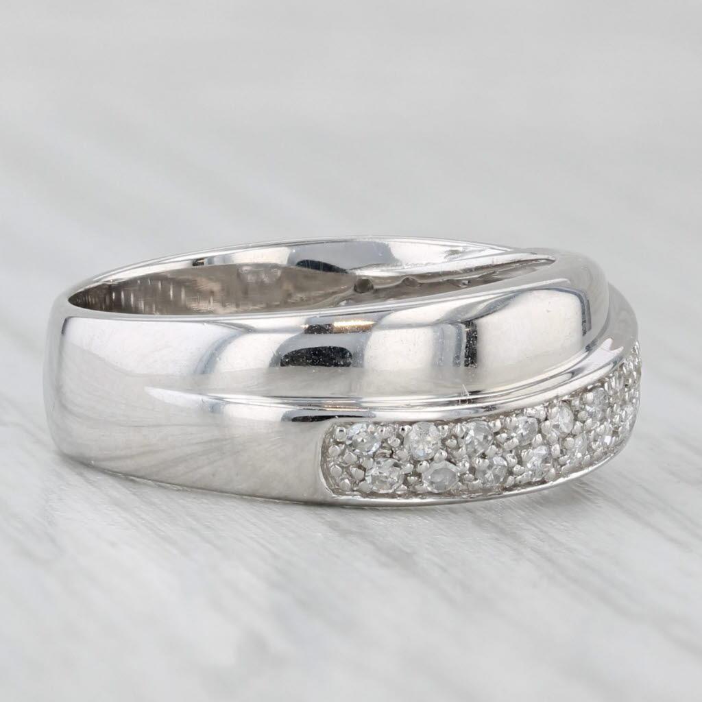 da uomo o donna Anello con sovrapposizione di diamanti da 0,30 ct. in oro bianco 14k Misura 7 Whiting in vendita
