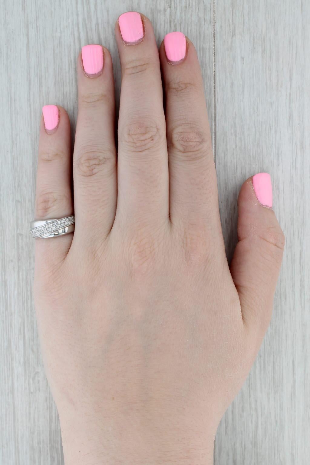 Anello con sovrapposizione di diamanti da 0,30 ct. in oro bianco 14k Misura 7 Whiting in vendita 3