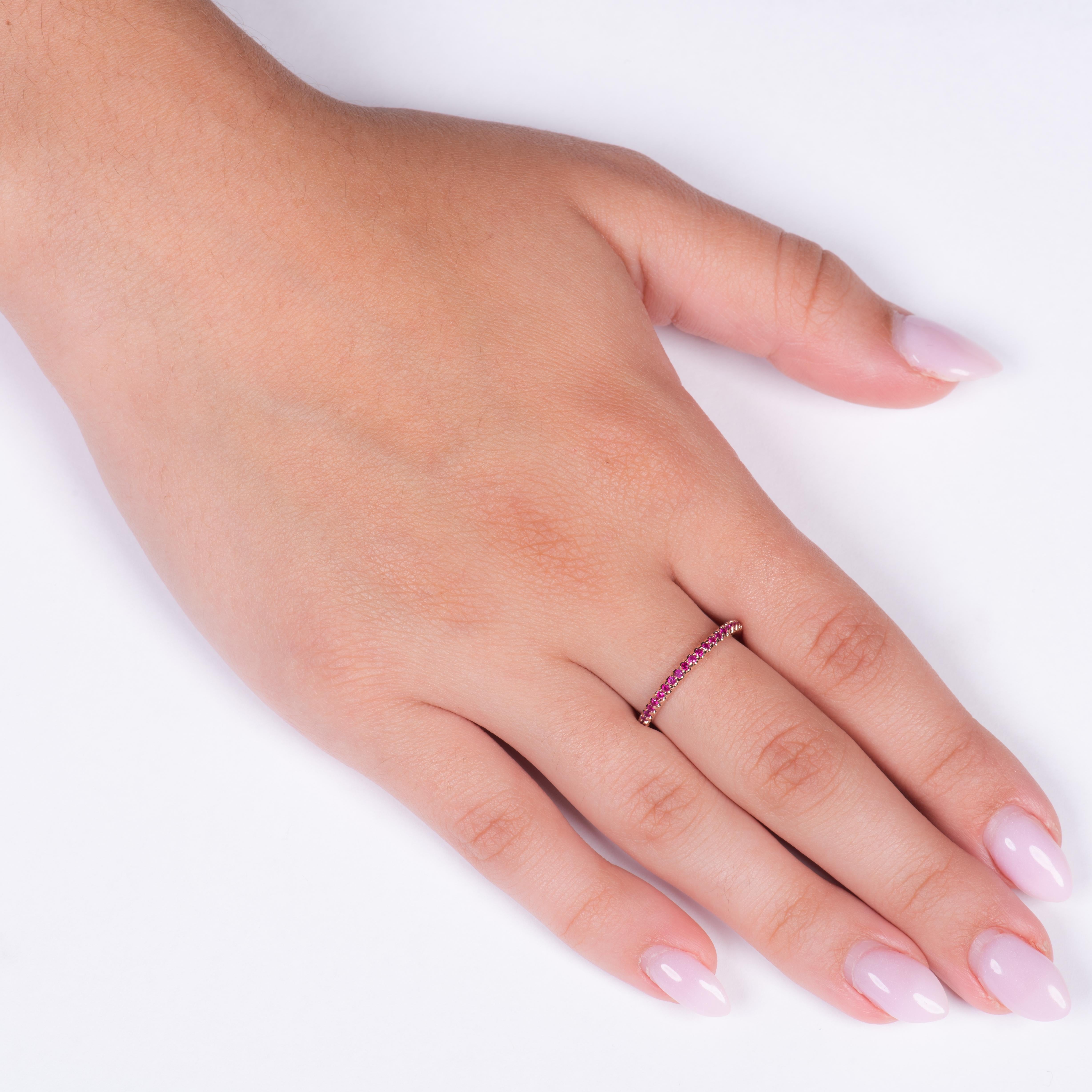 Round Cut 0.30 Carat Pink Natural Sapphire Ring in 14 Karat Rose Gold Band