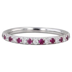 0,30 ct Rubin-Diamant-Ehering aus 14-karätigem Weißgold, stapelbar, Ringgröße 5