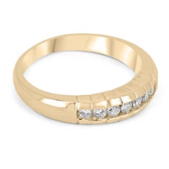 Anello d'oro a 7 pietre da uomo con diamante naturale taglio rotondo brillante da 0,30pts 14K