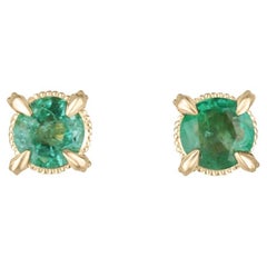 0.30tcw 14K Natural Round Cut Emerald Baby Studs Petite Claw Prong Unisex