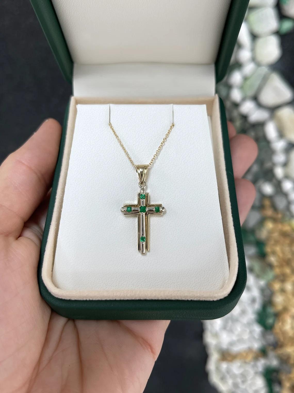 colombian emerald cross pendant