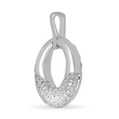 0.30tcw 14K Round Pave Brilliant Round Cut Diamond Set in Half Circle Pendant