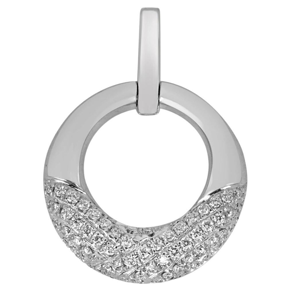 0.30tcw 14K Round Pave Brilliant Round Cut Diamond Set in Half Circle Pendant For Sale