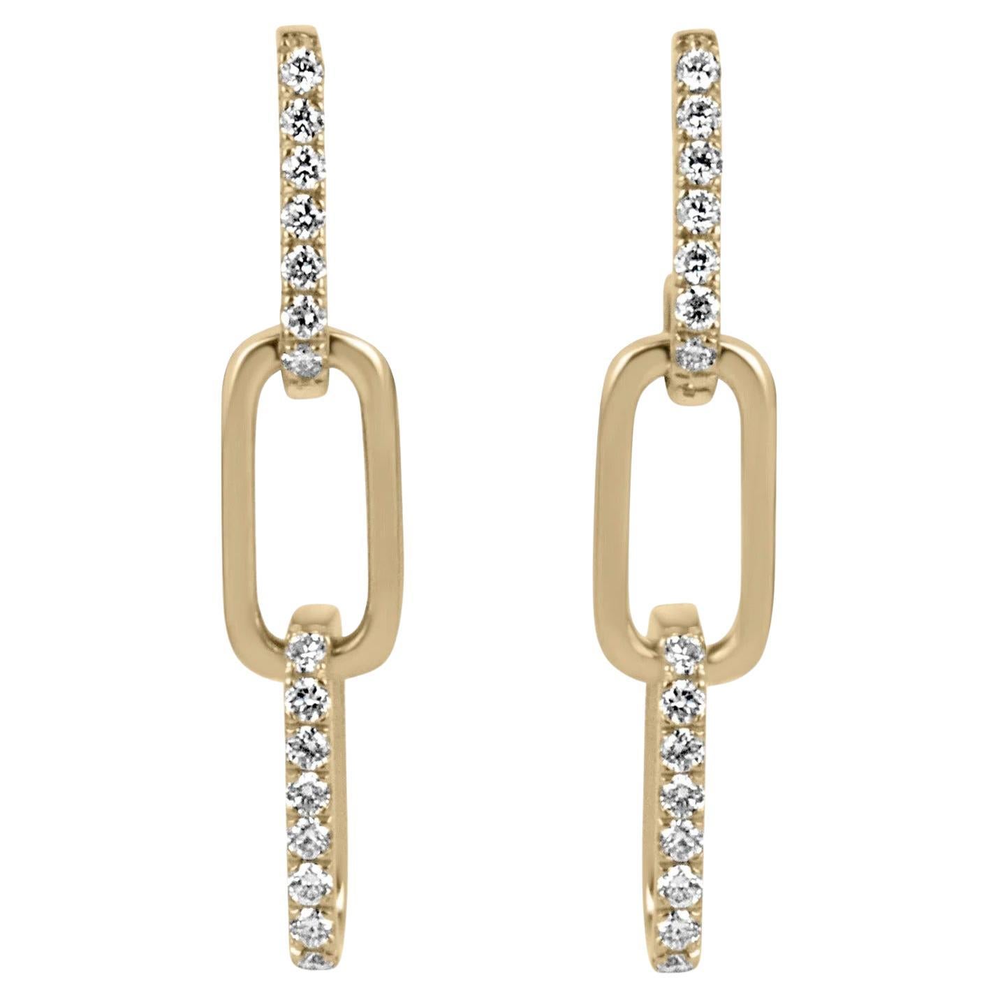 0,30tcw Dainty Natürlicher Diamant Paperclip Trendy / Moderne Ohrhänger 14K