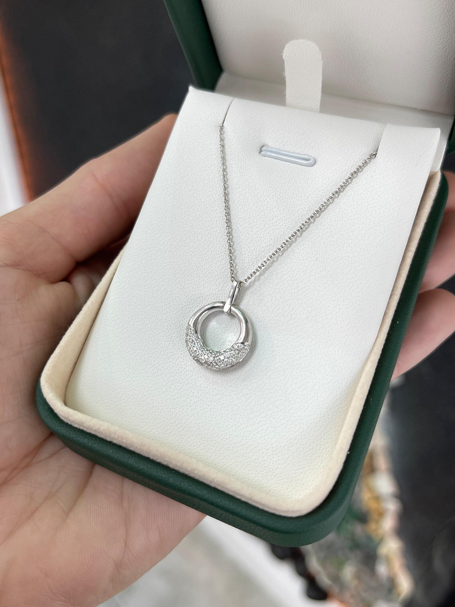 0,30 tcw natürlichen Brillant Rundschliff Diamant Kreis geformt Anhänger 14K Damen im Angebot