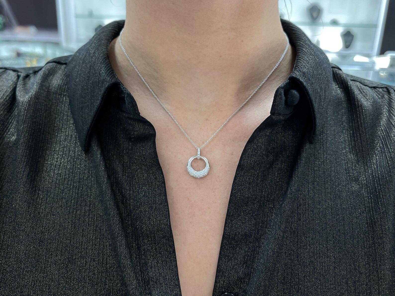 0,30 tcw natürlichen Brillant Rundschliff Diamant Kreis geformt Anhänger 14K im Angebot 1