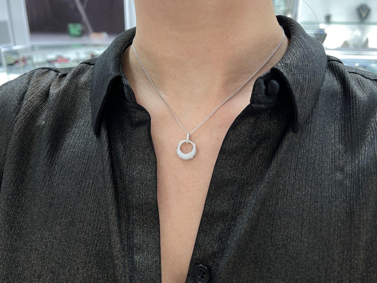 0,30 tcw natürlichen Brillant Rundschliff Diamant Kreis geformt Anhänger 14K im Angebot 2