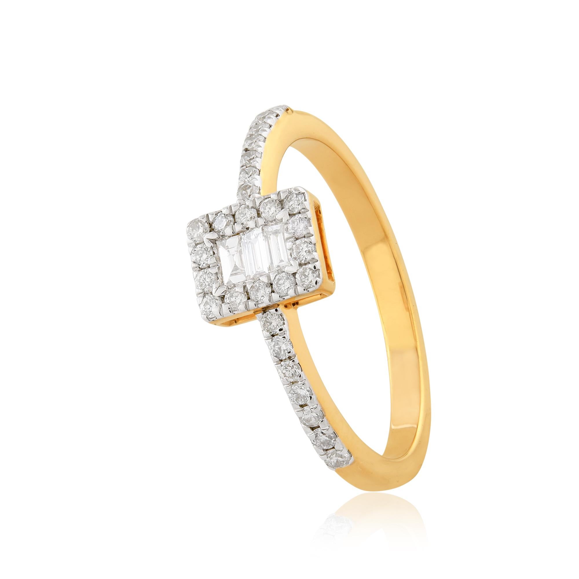 0,31 Karat Baguette-Diamant Rechteckiger Ring 14k Gelbgold Handgefertigter feiner Schmuck (Moderne) im Angebot