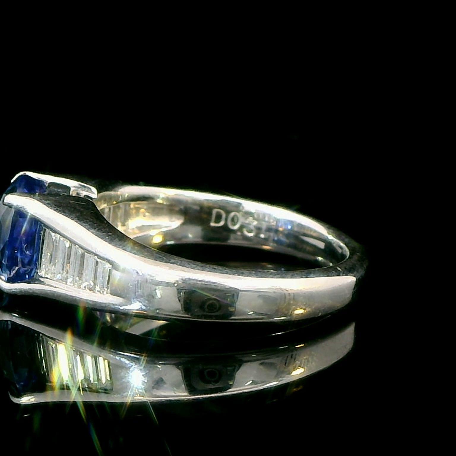 0.31 Carat Diamond & 2.49 Carat Blue Sapphire Ring in Platinum 1