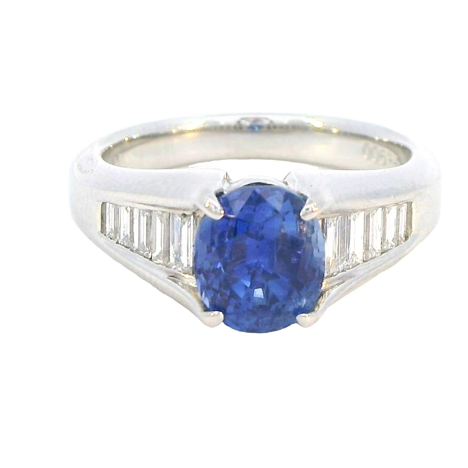 Elevate your style with our exquisite Diamond and Blue Sapphire Ring, a true embodiment of sophistication and luxury. This stunning piece features a harmonious combination of 0.31 carats of dazzling diamonds and a magnificent 2.49-carat blue