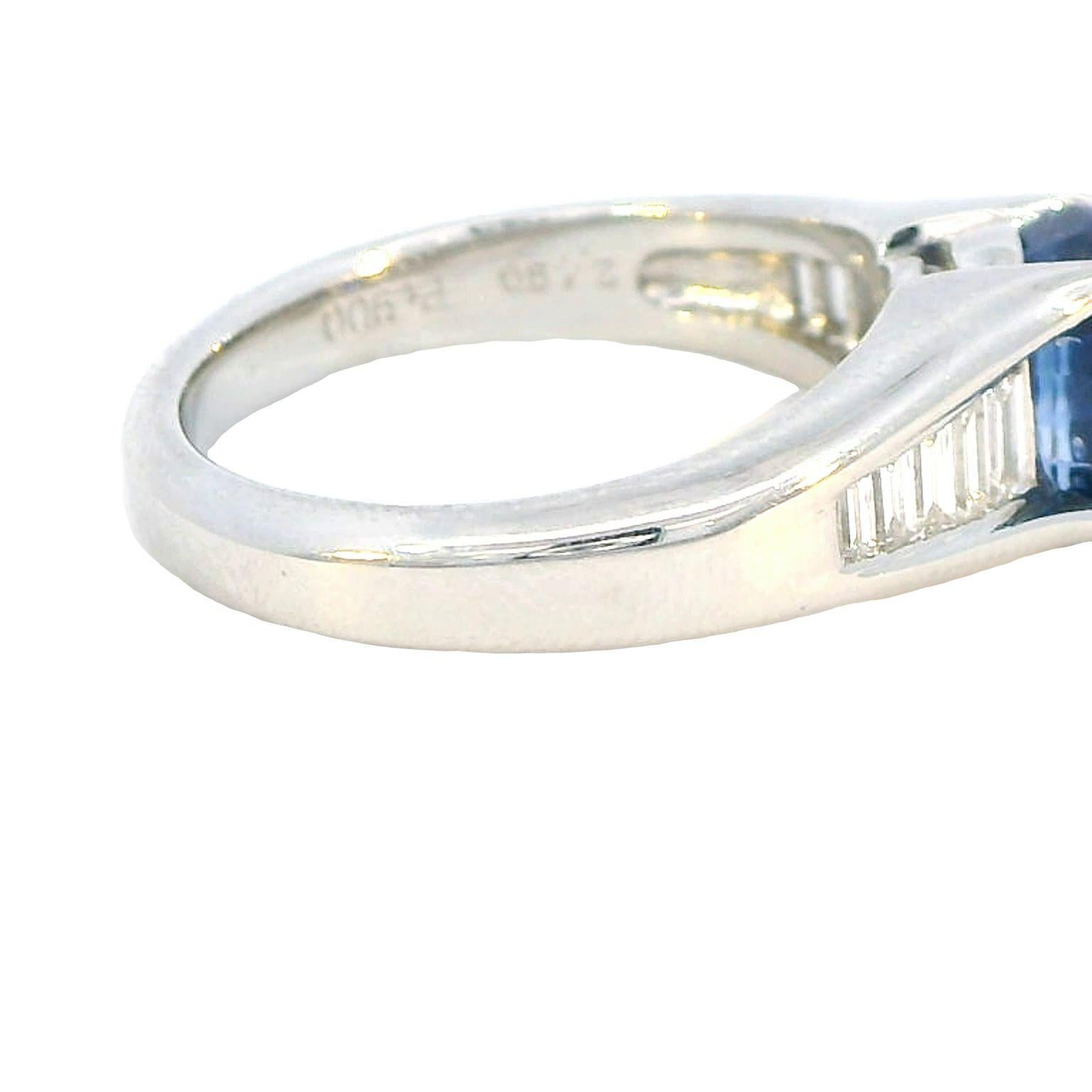 Modern 0.31 Carat Diamond & 2.49 Carat Blue Sapphire Ring in Platinum