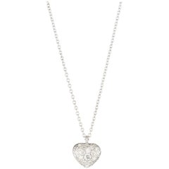 0.31 Carat Diamond Pavé Puffed Heart Necklace in 18 Karat White Gold