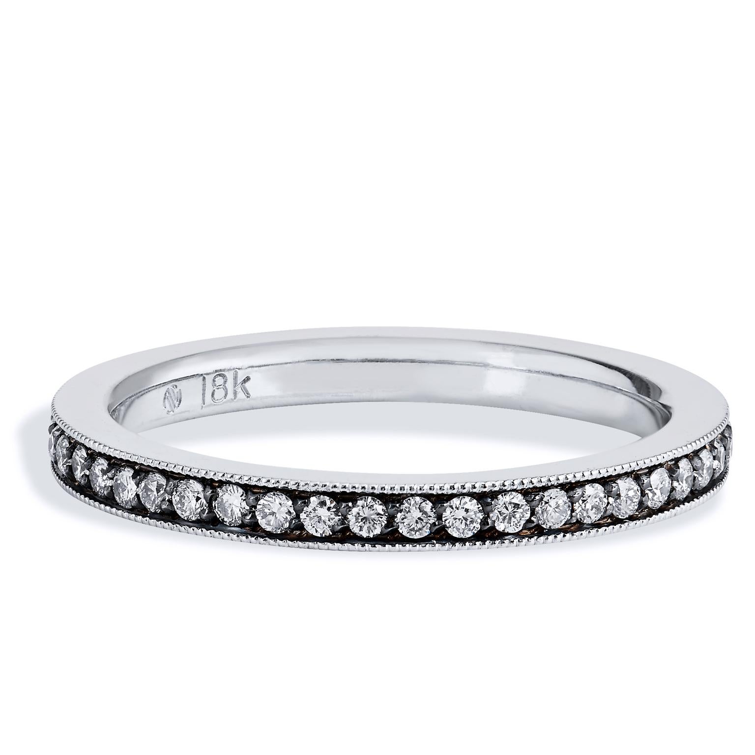 Brilliant Cut Diamond Eternity Band Ring White Gold with Black Rhodium 0.31 Carat 5 For Sale