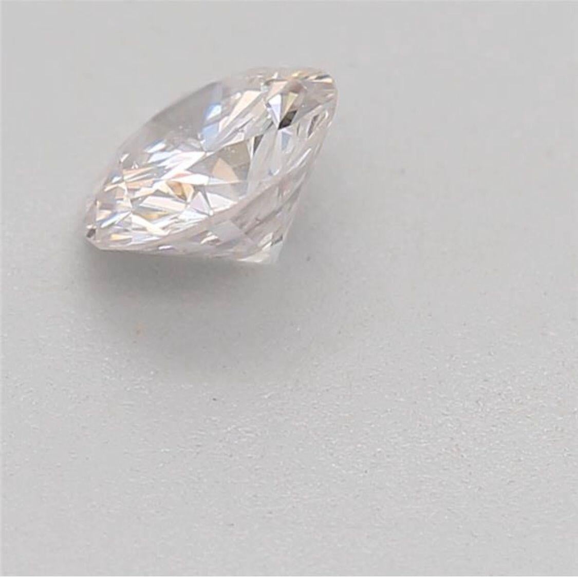 0.31 Carat Faint Pink Round Cut Diamond SI1 Clarity CGL Certified For Sale 6