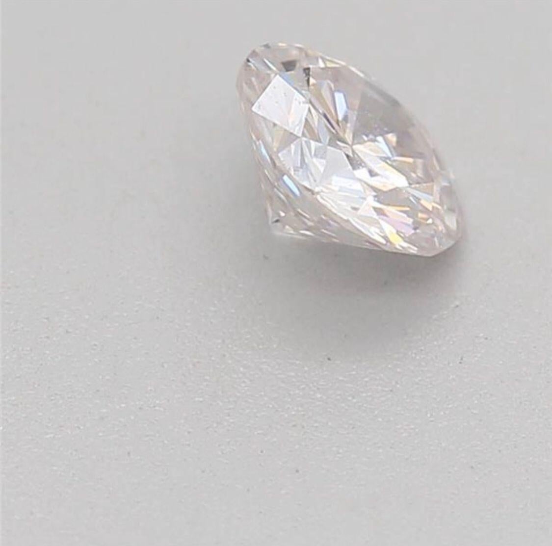 Diamant rose pâle taille ronde de 0,31 carat de pureté SI1 certifié CGL Unisexe en vente