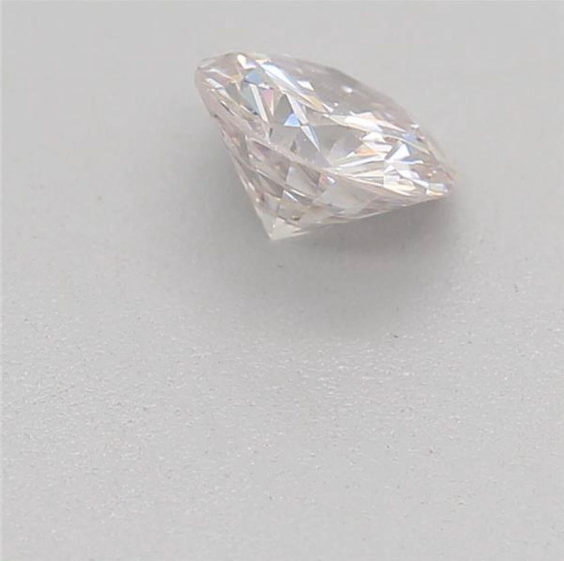 0.31 Carat Faint Pink Round Cut Diamond SI1 Clarity CGL Certified For Sale 2