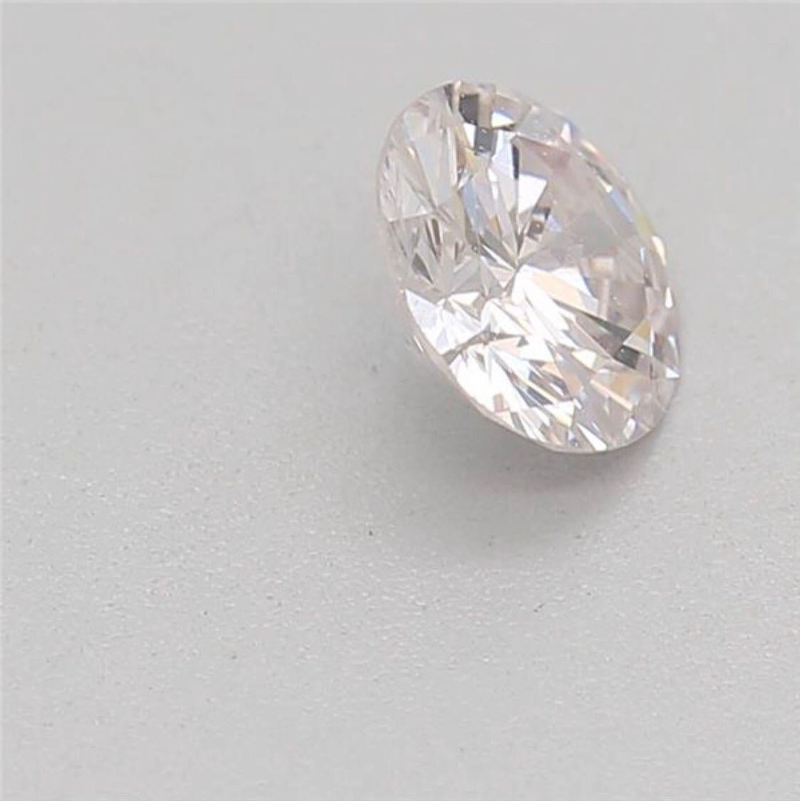 0.31 Carat Faint Pink Round Cut Diamond SI1 Clarity CGL Certified For Sale 3