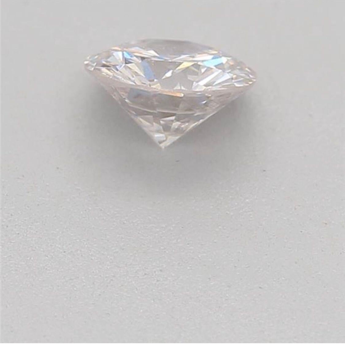 0.31 Carat Faint Pink Round Cut Diamond SI1 Clarity CGL Certified For Sale 4