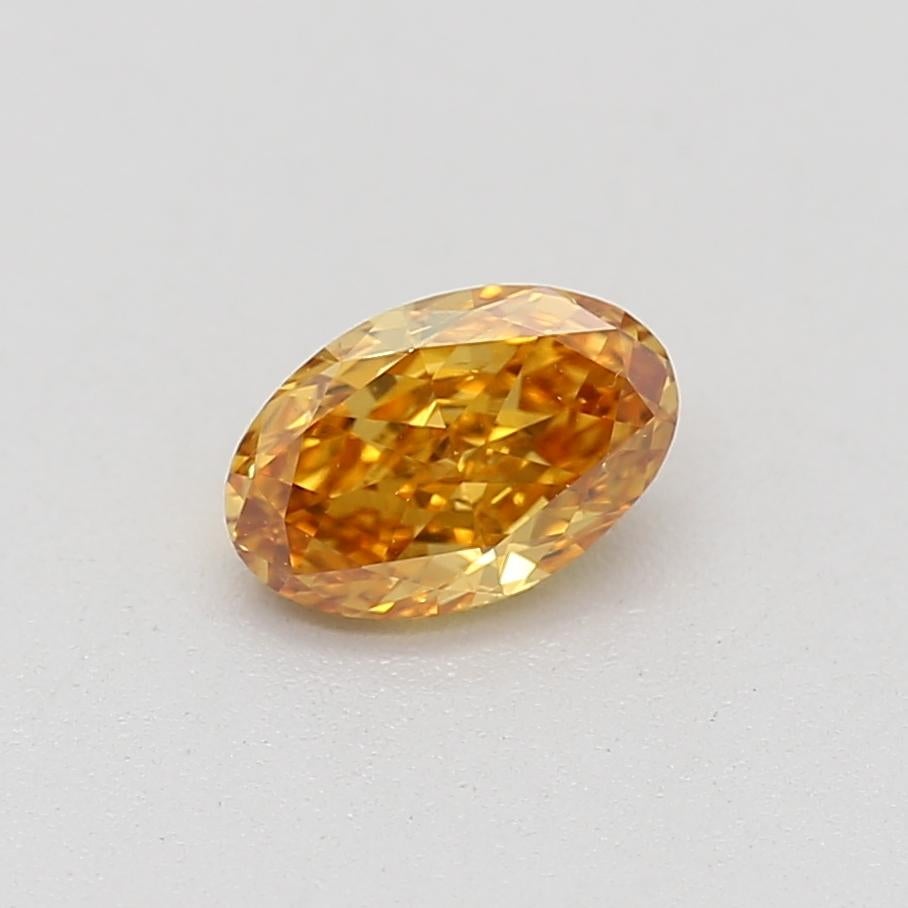 Diamant de taille ovale jaune foncé orange fantaisie de 0,31 carat, pureté SI2, certifié GIA Unisexe en vente