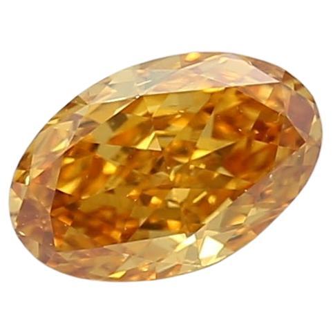 Diamant de taille ovale jaune foncé orange fantaisie de 0,31 carat, pureté SI2, certifié GIA en vente