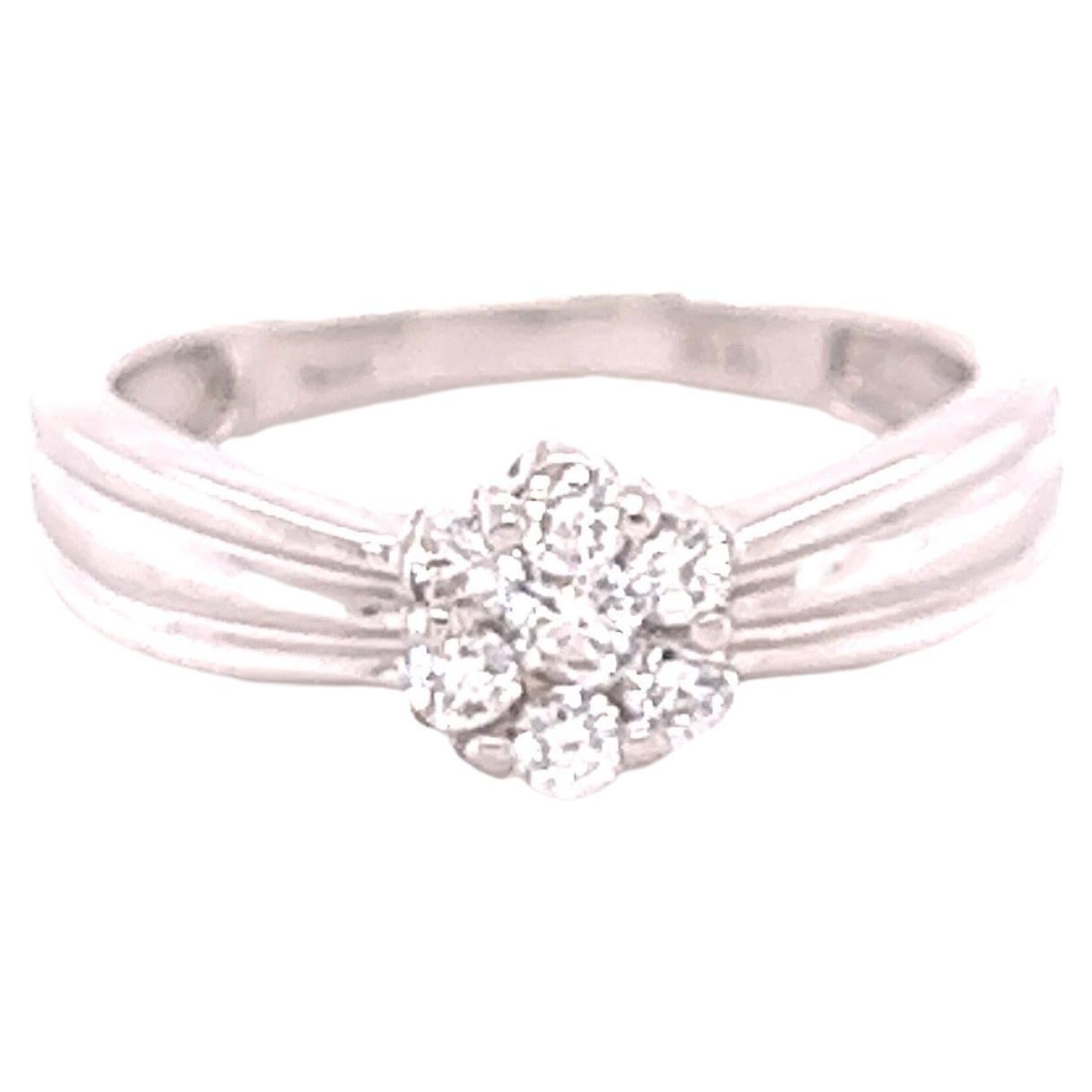 0.31 Carat Flower Diamond 14 Karat White Gold Ring For Sale