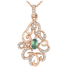 0.31 Carat Natural Color Changing Alexandrite and 0.28 Carat Diamond Pendant