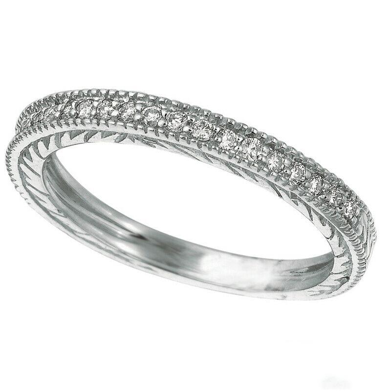 For Sale:  0.31 Carat Natural Diamond Wedding Ring Band G SI 14K White Gold 2