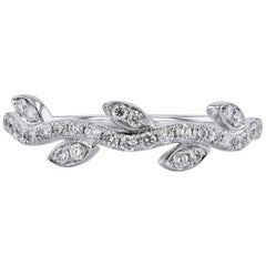 0.31 Carat Pave Diamond Leaf Band Ring