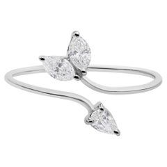 0.31 Carat SI/H Diamond Minimalist Open Bypass Ring 18 Karat White Gold