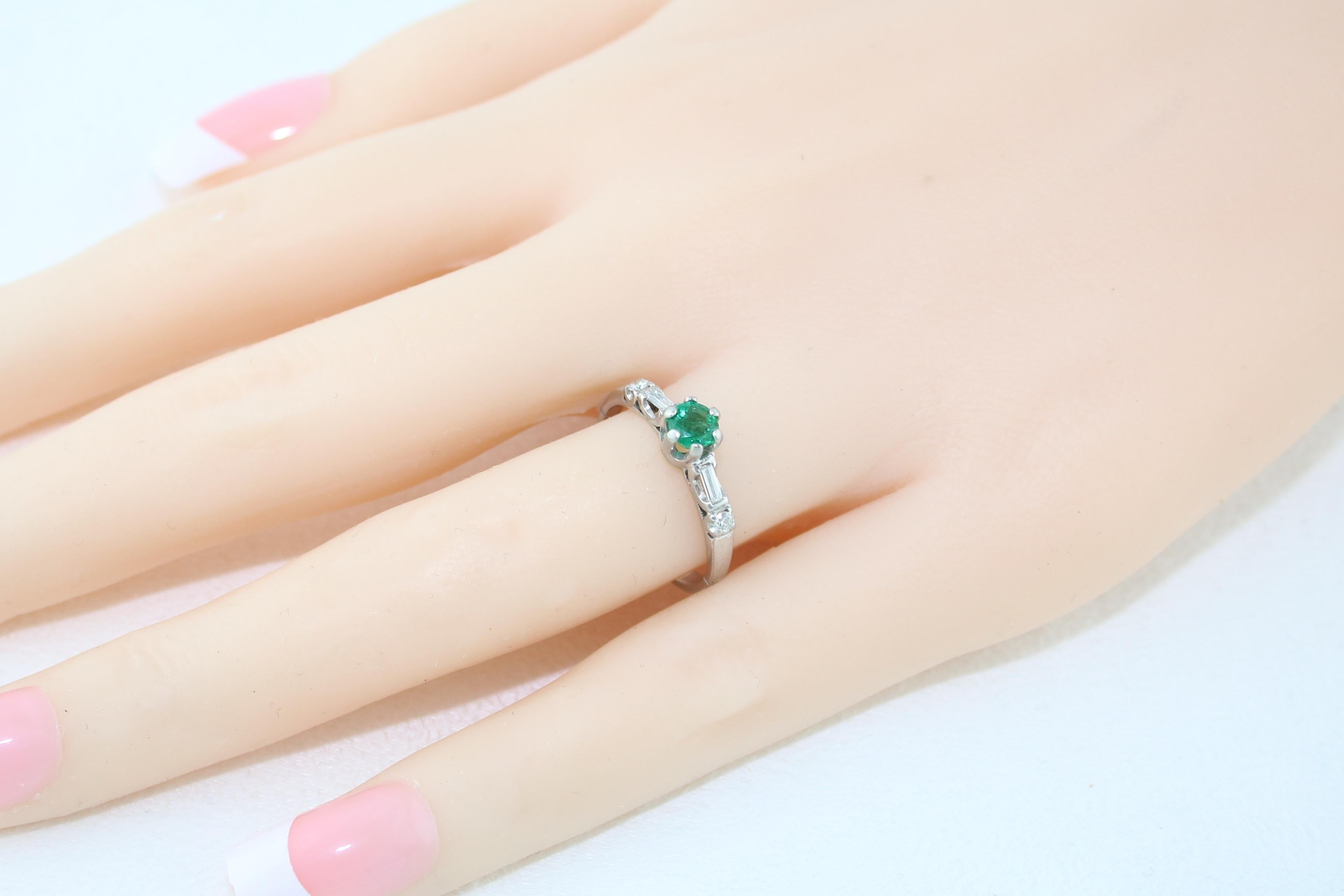 Women's 0.31 Carat Emerald Diamond Platinum Ring