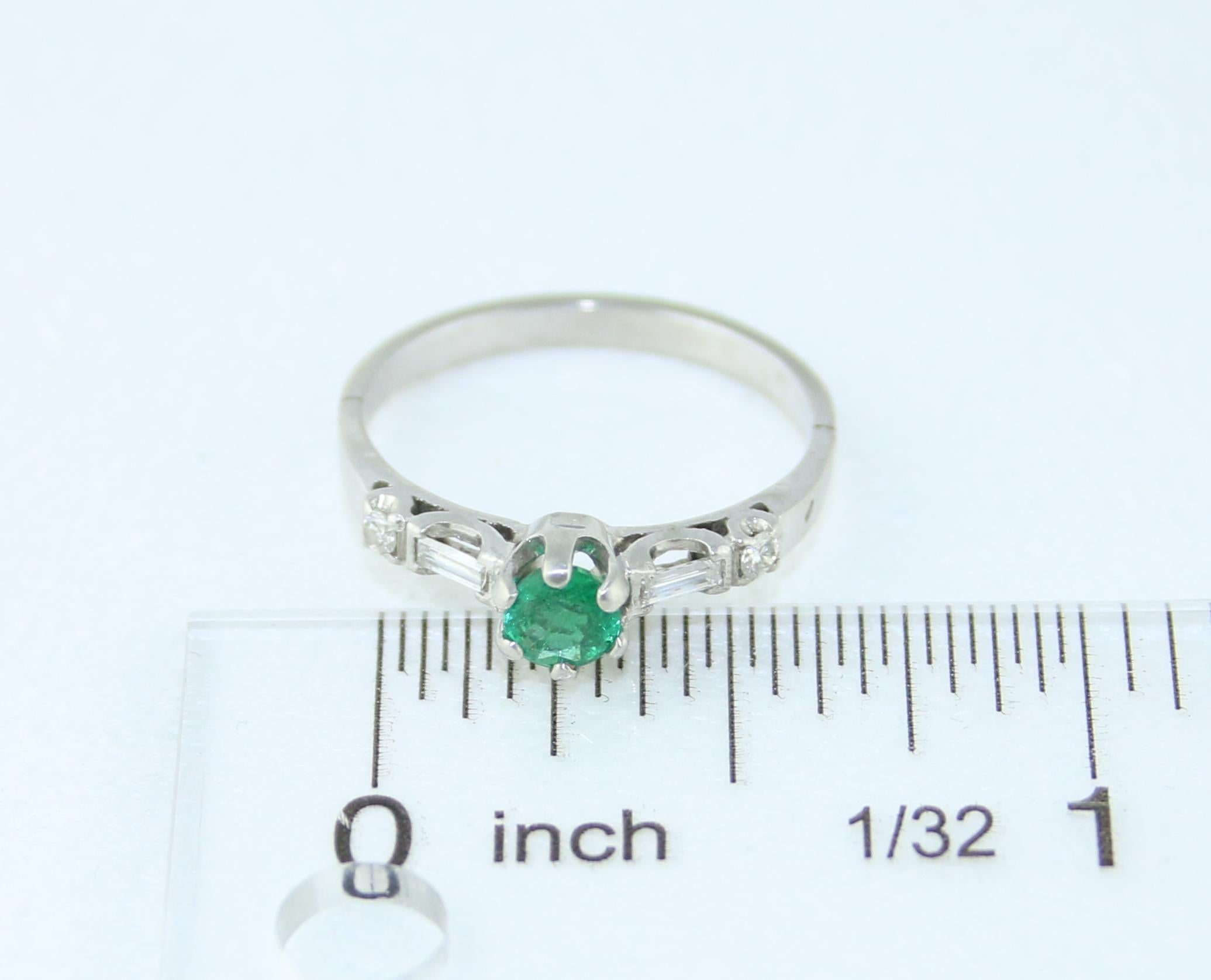 0.31 Carat Emerald Diamond Platinum Ring 1