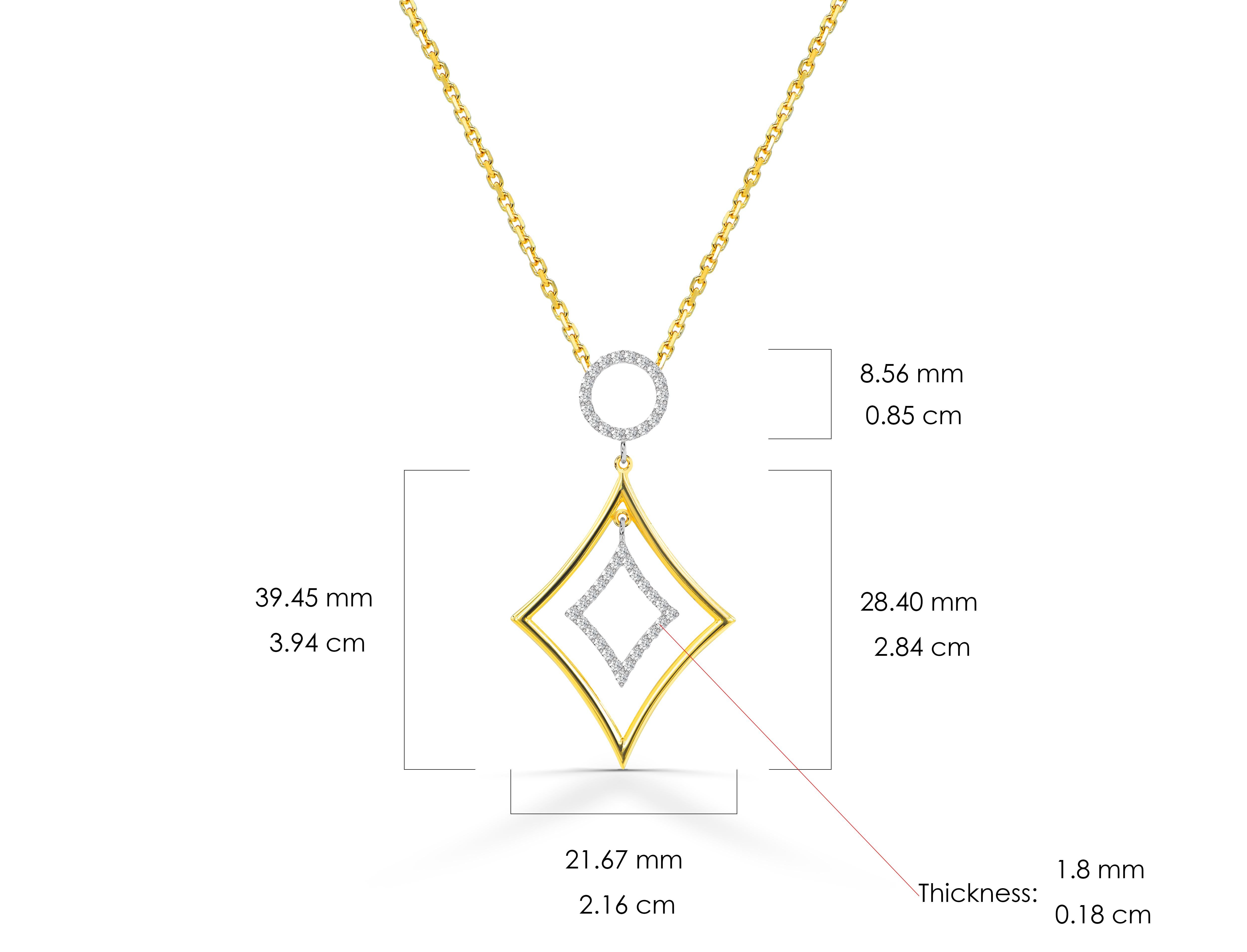 0.31 Ct Diamond Geometric Round Necklace in 14K Gold For Sale 1