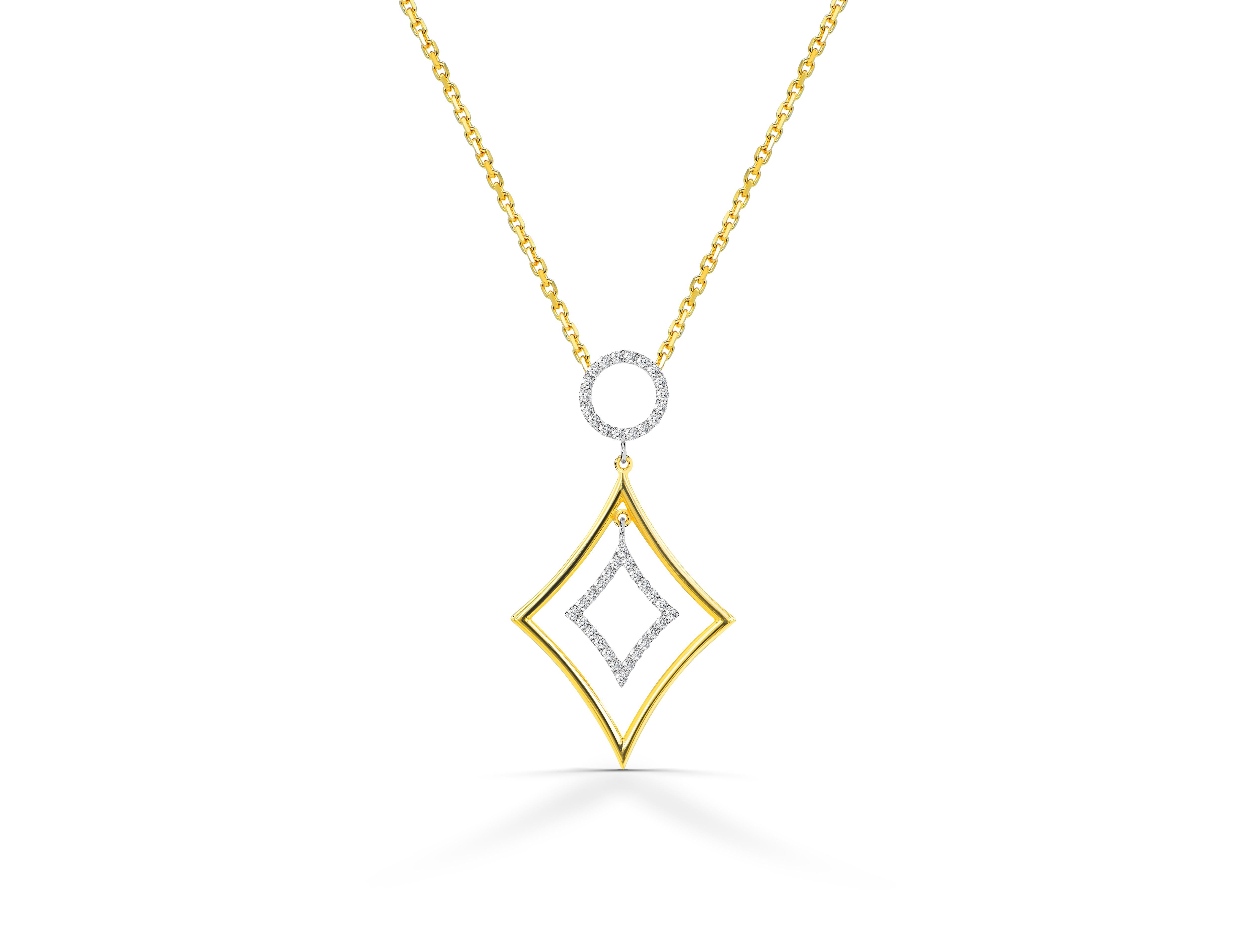 Modern 0.31 Ct Diamond Geometric Round Necklace in 18K Gold For Sale