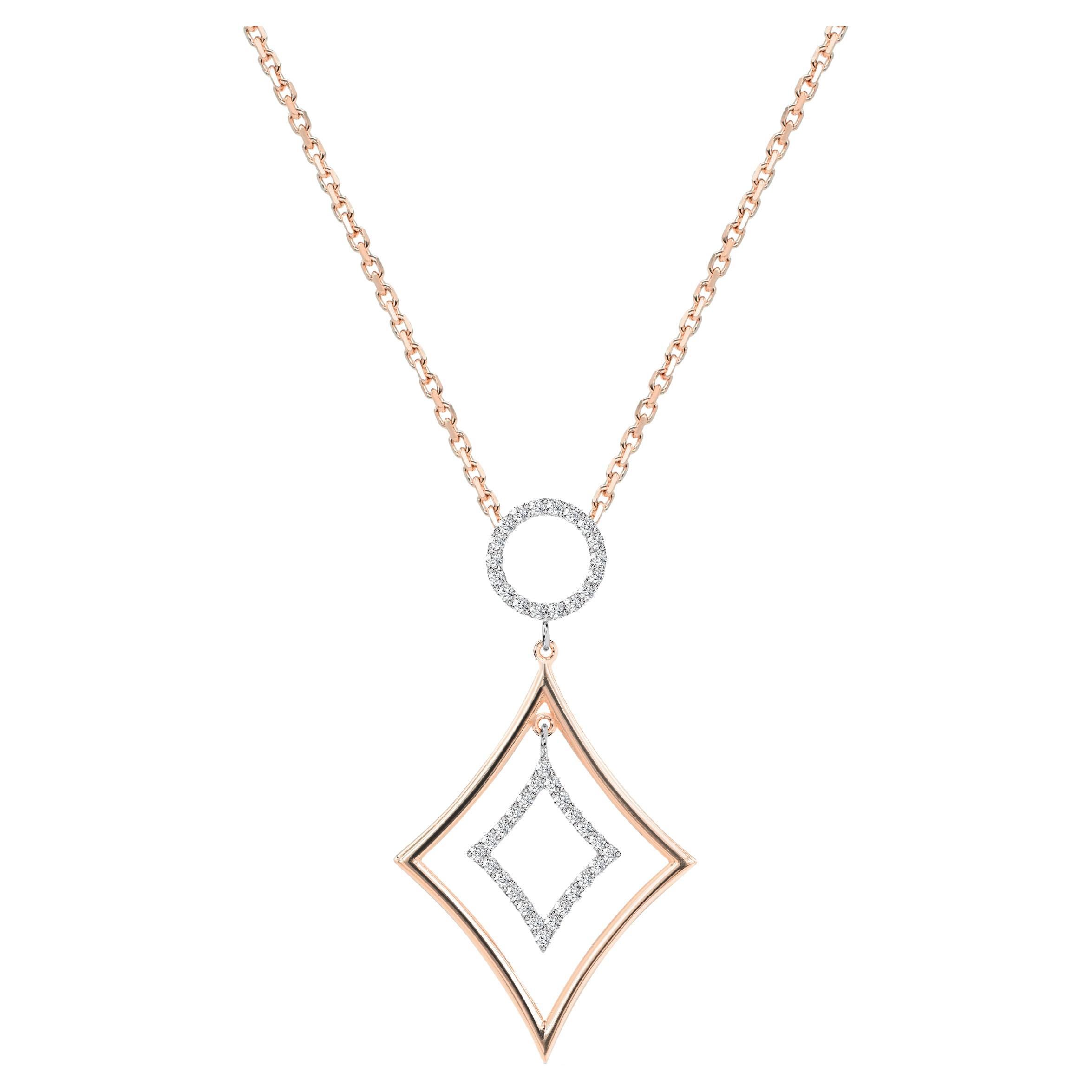 0.31 Ct Diamond Geometric Round Necklace in 18K Gold For Sale