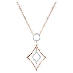 0,31 Karat geometrische runde Halskette aus 18 Karat Gold mit Diamanten