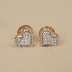 0.31 Ct Diamond Heart Cluster Studs — 14K Two-Tone Gold Princess-Cut Earrings
