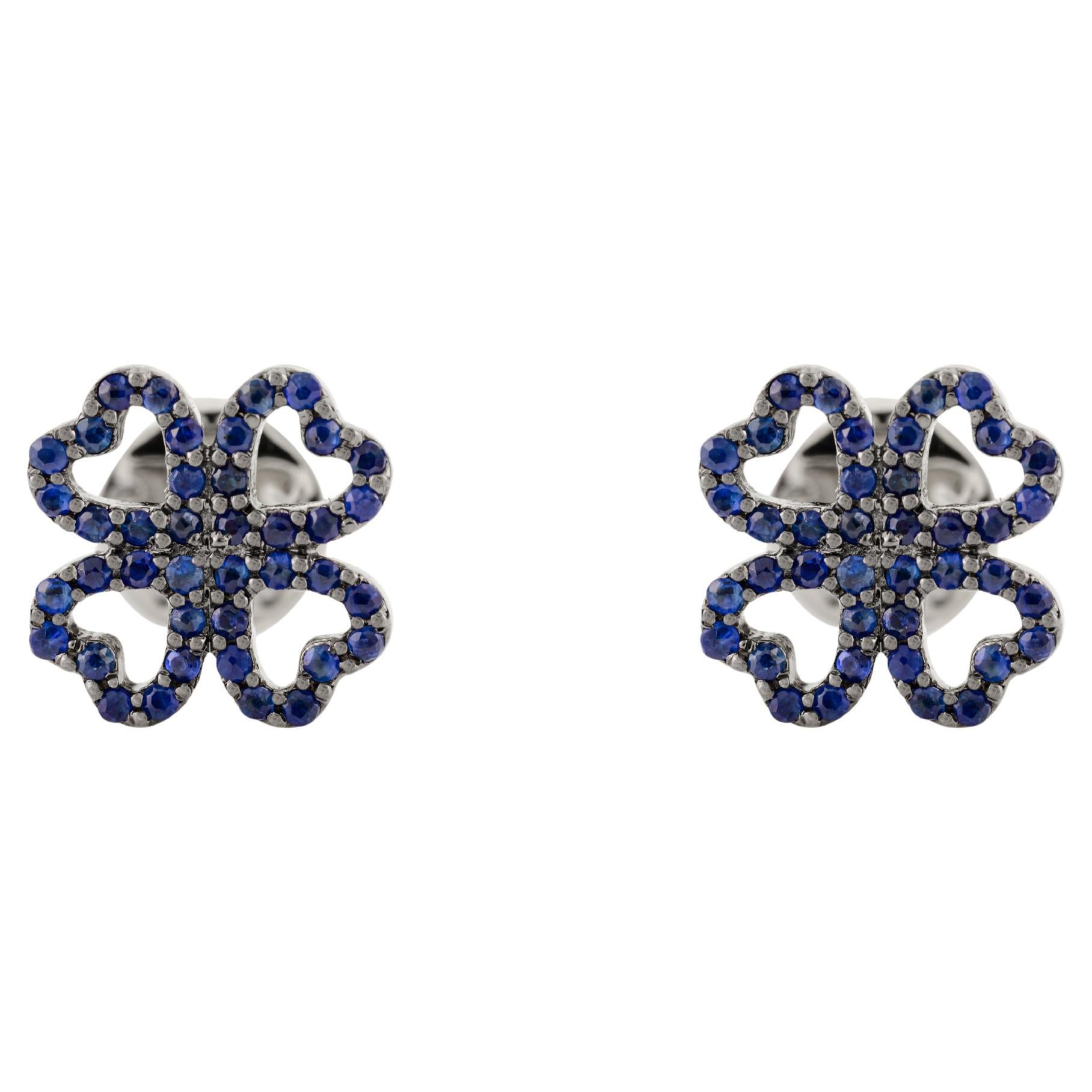 Orecchini con zaffiro blu floreale da 0,319 carati Regalo per lei in oro bianco 14k