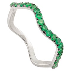 Bague pour femme en or blanc massif 14 carats, émeraude de Zambie 0,31 carat, fabriquée à la main